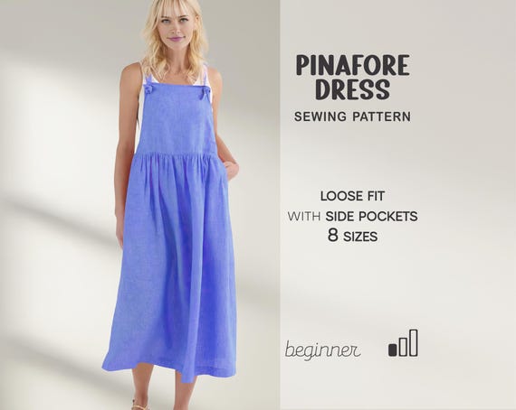 Pinafore Dress Pattern, Beginner Jumper Dress Sewing Pattern, Womens Robe  Apron Plus Size Digital Patterns, XS - 4XL, Instant Download - Etsy
