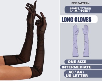 Long Evening Gloves Pattern, Prom Wedding Gloves Sewing Patterns, One Size, Digital Patterns, Instant Download