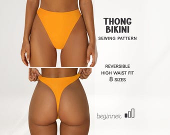 Patron de couture de bikini string, patron numérique facile de maillot de bain, tutoriel couture de bikini, patrons PDF avec téléchargement immédiat