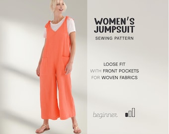 Jumpsuit Sewing Pattern XS - 4XL, Overalls Pattern, Women's Jumpsuit Dungarees Pattern, Beginner Sewing Patterns, Onesie Digital Patterns