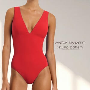 Reversible Swimsuit Pattern, V-Neck Bodysuit Pattern, Beginner Bathing Suit Pattern, Plus Size Bikini Sewing Pattern, PDF Sewing Patterns