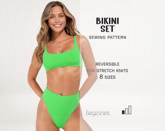 Patrón de traje de baño para principiantes, patrón de top de bikini, patrón de braguita de bikini, patrones de trajes de baño de tallas grandes, patrón de traje de baño, patrón de sujetador deportivo