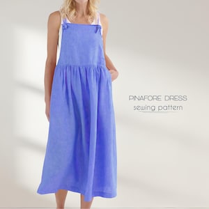 Pinafore Dress Pattern, Beginner Jumper Dress Sewing Pattern, Womens Robe Apron Plus Size Digital Patterns, XS - 4XL, Instant Download