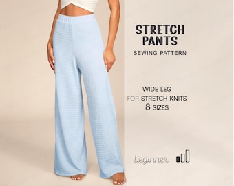 Wide Leg Pants Pattern, Yoga Pants Sewing Pattern, Pajama Pants Pattern, Women's Pants Pattern, Size XS - 4XL