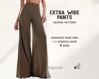 Palazzo pants pattern, Wide leg pants pattern, Flare pants sewing pattern for women, Yoga pants pattern, Jersey pants PDF sewing pattern