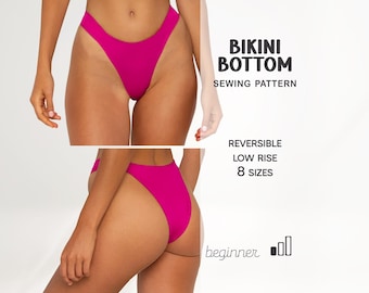 Patrón de costura de bikini para mujer, patrón de traje de baño fácil para principiantes, patrones de costura de tallas grandes, patrones en PDF con descarga instantánea.