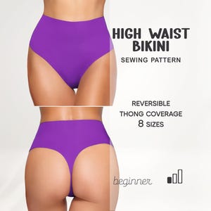 Bikinimönster Nybörjarnivå XS - 4XL, Baddräktsmönster, Bikini med hög midja, Baddräkt, PDF-mönster, Direktnedladdning