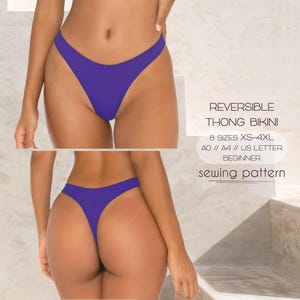 Thong Bikini Sewing Pattern, Simple Swimsuit Pattern XS - 4XL, Womens Swimwear Patterns, Digital PDF Patterns Plus Size, Instant Download
