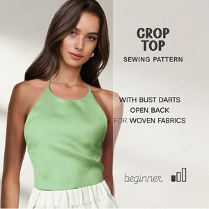 Cartamodello per top con schiena scoperta da donna, cartamodello per crop top, cartamodello per top in lino, cartamodello per top senza schienale, cartamodello per top estivo, cartamodello per top in cotone