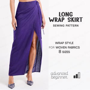 Wrap Skirt Pattern, Long Skirt Sewing Pattern, Summer Skirt Beginner Pattern, Plus Size Maxi Skirt Beach Cover Pattern, PDF Patterns