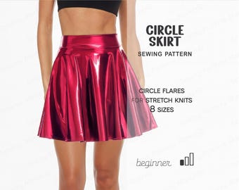 Mini Skirt Pattern For Beginners, Short Circle Skirt Pattern, Skater Skirt Pattern, XS - 4XL, Plus Size Skirt Digital PDF Sewing Patterns