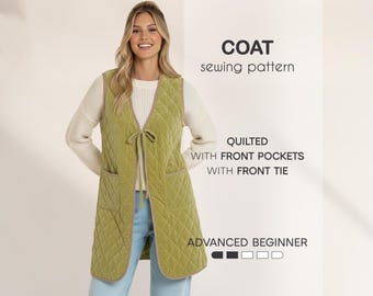 Quilted Coat Pattern For Women XS - 4XL (PDF Download)