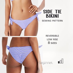 Bikini Sewing Pattern, Bikini Bottom Pattern, Reversible Swimsuit Pattern, Side Tie Bikini Pattern Bikini Pattern For Beginners PDF Download
