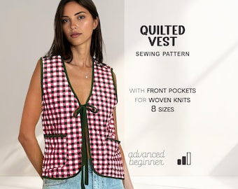 Quilted Vest Pattern Vintage Vest Sewing Pattern | Quilted Top Beginner Pattern | Padded Vest Sewing Tutorial | Digital Patterns