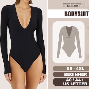 Bodysuit Sewing Pattern Swimsuit Womens Digital Patterns, Plus Size XS - 4XL, PDF Pattern With Instant Download