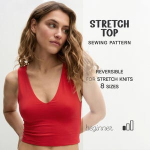 Crop Top Sewing Pattern, V Neck Top Pattern, Women Cropped Top Beginner Pattern, Plus Size Top Pattern, XS - 4XL, PDF Sewing Patterns