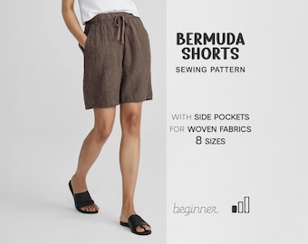 Simple Shorts Pattern For Women Shorts Beginner Sewing Pattern, Bermuda Shorts Pattern, Plus Size Shorts Pants PDF Pattern, Pajama Shorts