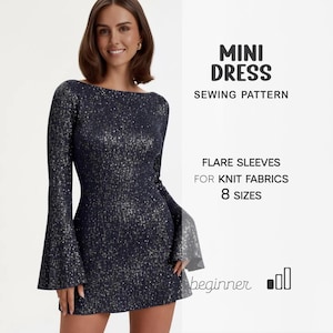 Molde de vestido evasê, molde de vestido de festa feminino, molde de vestido rodado, molde de minivestido em PDF