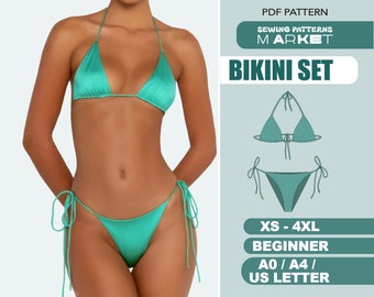 Swimsuit Sewing Pattern Plus Size Digital Womens Patterns, Bikini XS - 4XL, PDF Pattern With Instant Download