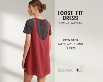 Overall Dress Sewing Pattern For Women, Loose Linen Dress Pattern, Jumper Dress Pattern, A Line Dress PDF Pattern