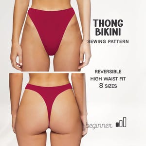 String bikini patroon voor beginners, hoge taille badpak pdf-patroon, plus size gemakkelijk bikini naaien tutorial digitale patronen direct downloaden