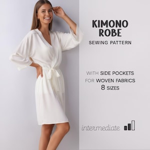 Womens Robe Pattern, Kimono Robe PDF Sewing Pattern, Bridesmaid Robe Pattern