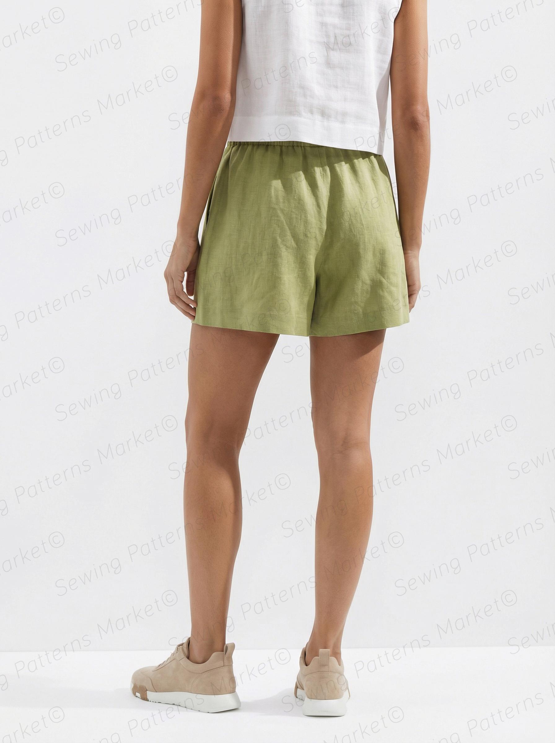 Simple Shorts Pattern for Women, Wide Leg Shorts Sewing, Linen Short ...