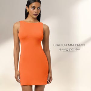 Bodycon Dress Pattern, Fitted Stretch Dress Pattern, Easy Dress Sewing Pattern XS - 4XL, PDF Beginner Sewing Patterns, Instant Download