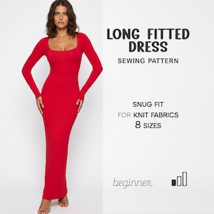 Long Sleeve Bodycon Dress Pattern - Etsy