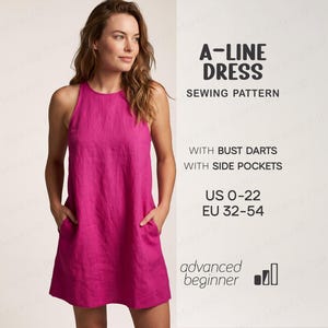 A-Line Dress Pattern, Shift Dress Sewing Pattern, Simple Dress Pattern Plus Size, Linen Dress Pattern For Women