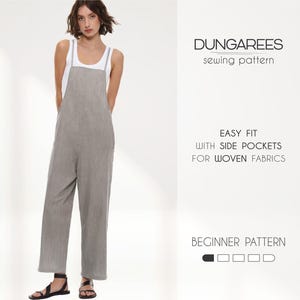 Women&#39;s Jumpsuit Sewing Pattern, Loose Fit Jumpsuit Pattern, Linen Jumpsuit Pattern, Overalls Pattern, Dungarees PDF Pattern For Women
