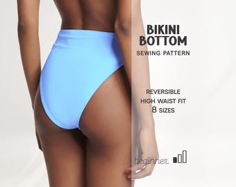 Women's Bikini Pattern, High Waist Bikini Pattern, Swimsuit Sewing Pattern, Swimwear Pattern, PDF Sewing Patterns For Women Clothes Patterns