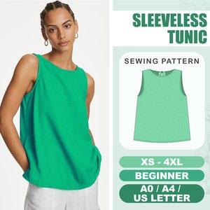 Linen Top Sewing Pattern, Summer Top Beginner Pattern, Women Tunic Pattern, Plus Size Relaxed Top Pattern, XS-4XL, PDF Sewing Patterns