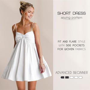 Fit And Flare Dress Pattern, Dress Sewing Patterns For Women, Summer Dress Sewing Pattern Sundress Pattern, Short Dress With Pockets Pattern