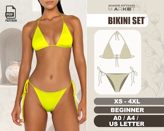 Bikini Sewing Pattern Beginner, XS - 4XL, Womens Swimsuit Pattern, Bathing Suit Digital Patterns, PDF Pattern With Instant Download