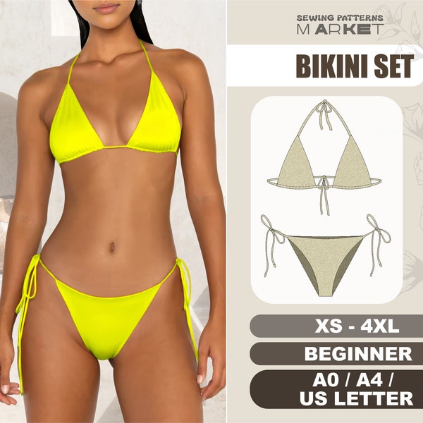 Bikini Schnittmuster Anfänger, XS - 4XL, Damen Badeanzug Schnittmuster, Badeanzug Schnittmuster, PDF Schnittmuster mit sofortigem Download