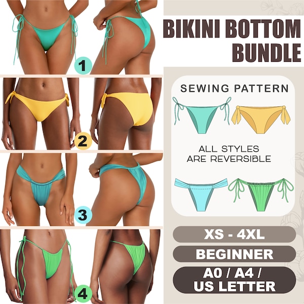 Badpak naaipatroon, bikinipatronen voor beginners, XS - 4XL, PDF plus size bikinipatroon, PDF-naaipatronen, Instant Download