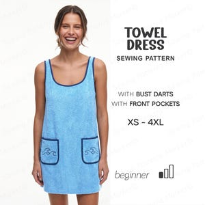 Towel Dress Sewing Pattern, Summer Dress Sewing Pattern, Beach Dress Pattern, Towel Poncho Pattern, Mini Dress Pattern