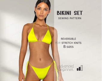 Patrón de costura de bikini para principiantes, patrón de traje de baño DIY, patrón digital de traje de baño sencillo, patrones PDF fáciles con descarga instantánea.