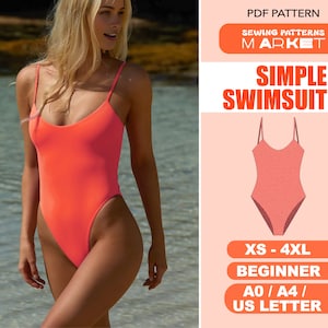 Bikini Pattern, Swimsuit Pattern, One Piece Womens Bathing Suit Pattern, Digital PDF Sewing Patterns, Leotard Pattern, Instant Download