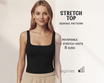 Yoga Top Sewing Pattern For Women, Tank Top Pattern, Stretch Top Pattern, Workout Top Pattern, Bralette Sewing Pattern