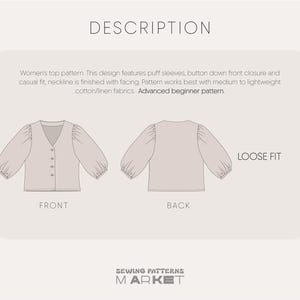 Linen top pattern, Sewing patterns for women, linen shirt sewing pattern for women, linen blouse pattern, summer blouse sewing pattern, cotton top pattern, linen tunic pattern, simple top pattern, tunic sewing pattern, bell sleeve top pattern, women's top sewing pattern, loose fit top pattern for women, casual top pattern, top pattern for woven fabrics, basic top sewing pattern for women, cotton top sewing pattern for women, puff sleeve top pattern, plus size blouse pattern