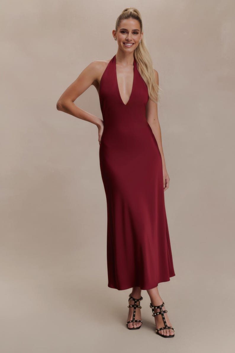 Halter Dress Pattern, Party Dress Sewing Pattern For Women, Flared Dress Pattern, Long Dress PDF Pattern, open back dress pattern, womens dress pattern, birthday dress pattern, stretch dress pattern, fitted dress pattern, maxi dress pattern, sewing pattern for womens dress, elegant dress pattern, PDF sewing patterns for women