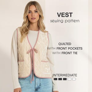 Mönster för quiltad väst för kvinnor XS - 4XL (PDF-nedladdning)