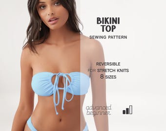 Patrón de costura de bikini para mujer, patrón de traje de baño, patrón de bañador, patrón de traje de baño para principiantes, patrón de top de bikini para mujer
