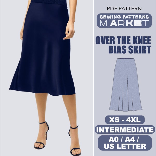 Midi Skirt Pattern, Plus Size Skirt Pattern, XS - 4XL, Beginner Patterns, PDF Sewing Patterns, Digital PDF Patterns, Instant Download