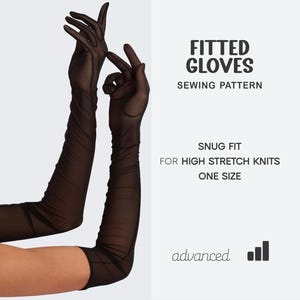 Patrón de guantes largos de noche, patrones de costura para guantes de boda y graduación, talla única, patrones digitales, descarga instantánea.