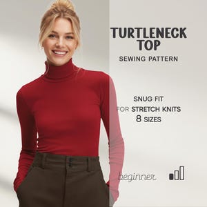 Turtleneck Sweater Sewing Pattern, Women Long Sleeve Top Pattern, Plus Size XS - 4XL, Simple Sweater Pattern, PDF Pattern Instant Download