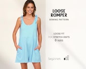 Romper Sewing Pattern Easy Jumpsuit Pattern For Women, Overall Beginner Pattern, Dungarees PDF Patterns Plus Size Simple Sewing Patterns