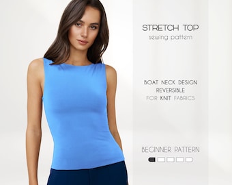 タンクトップの縫製パターン女性用ジャージトップデジタル PDF | XS